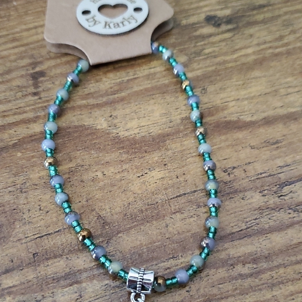 Turquoise and Gold Bracelet With Heart My Dog And A Paw. - Picture 4 of 5